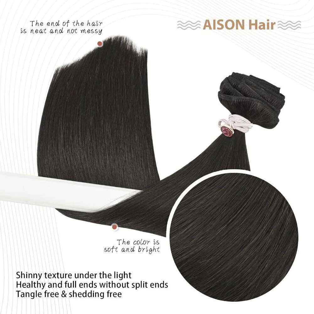 Dark Brown Clip in Hair Extensions Real Human Hair 70G Remy Human Hair Clip in E